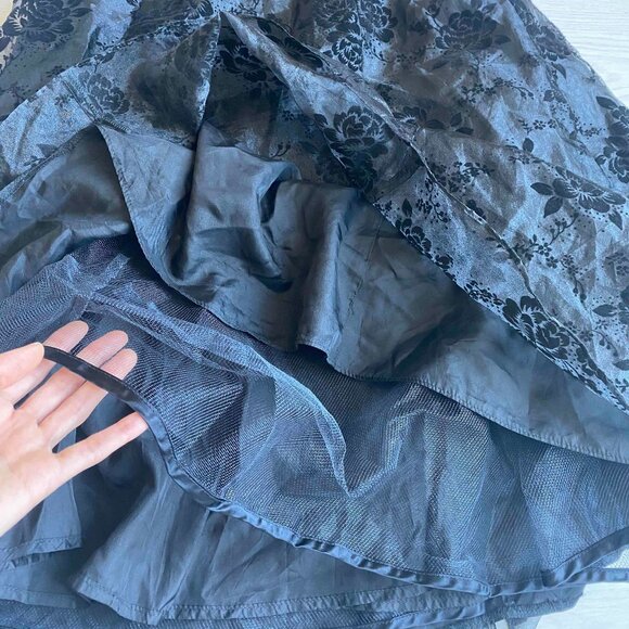 Vintage Jessica McClintock Floral Velvet Burnout Midi Tulle Dress Size 3 Witch - Picture 6 of 9